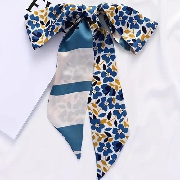 TEAL & GOLD RIBBON SCARF - Picture 1 of 2